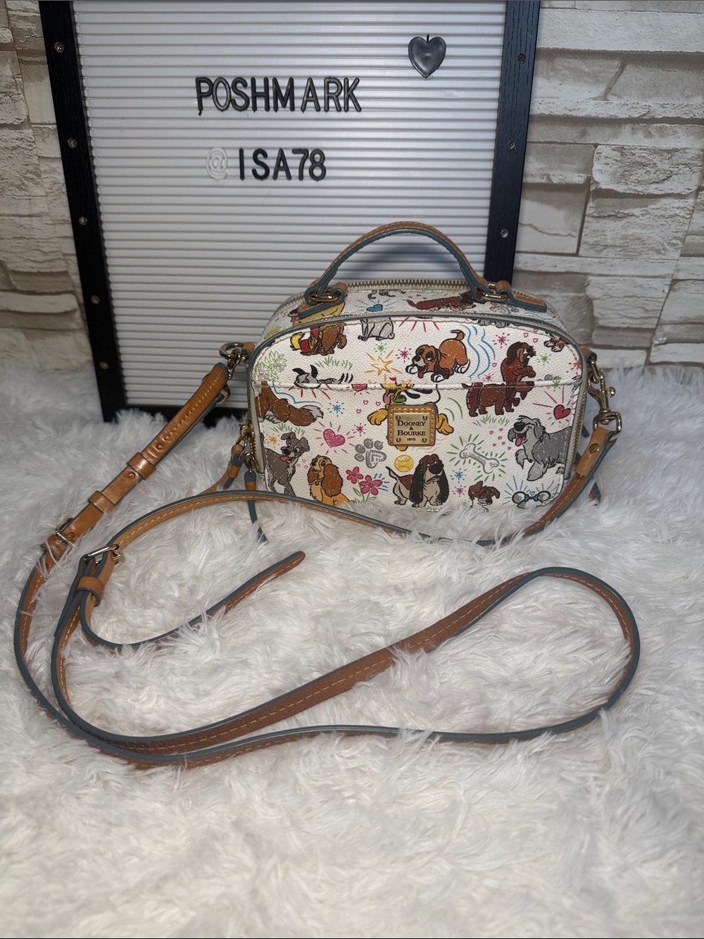 Disney Dooney and Bourke Dogs Paw Prints Sketch Ambler Crossbody Bag - Picture 2 of 16